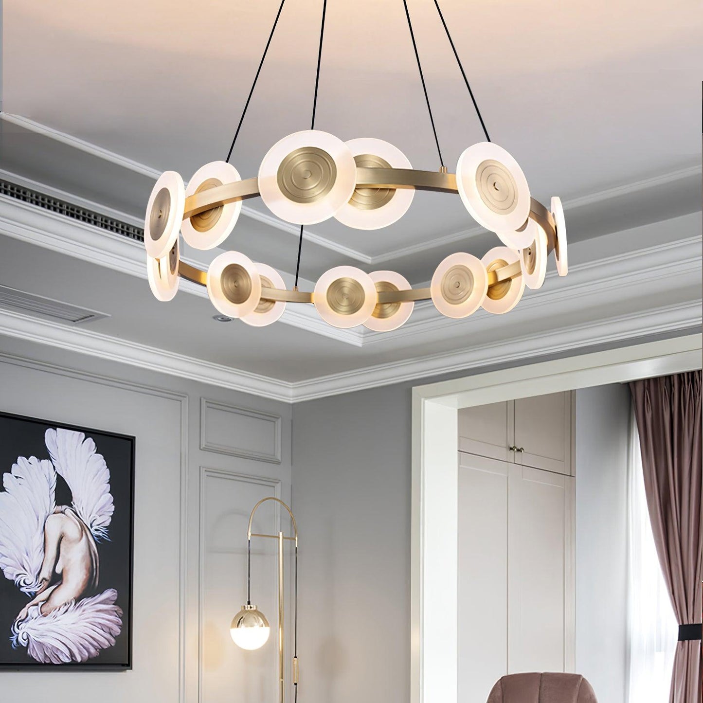 Samiya Nordic Chandelier - Adjustable Height, Elegant LED Lighting