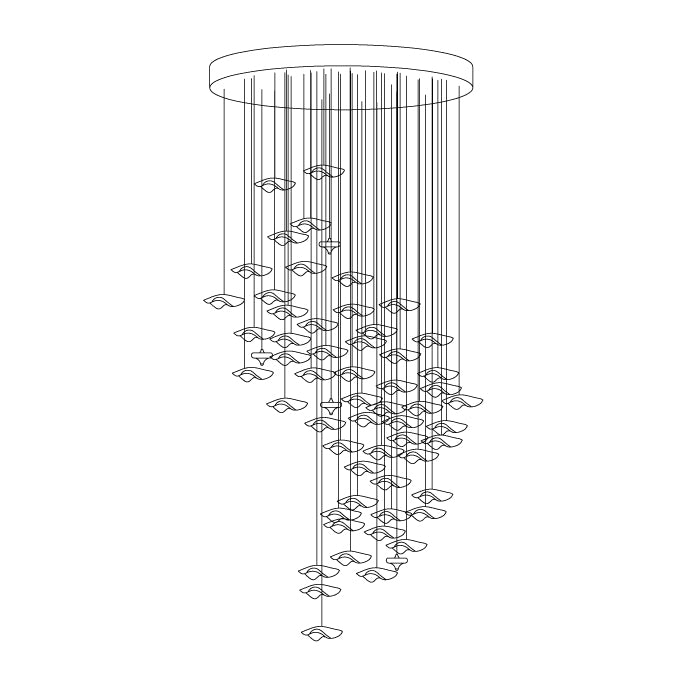 Tidal Art Glass Chandelier - Elegant Design with Dimmable LED Lights