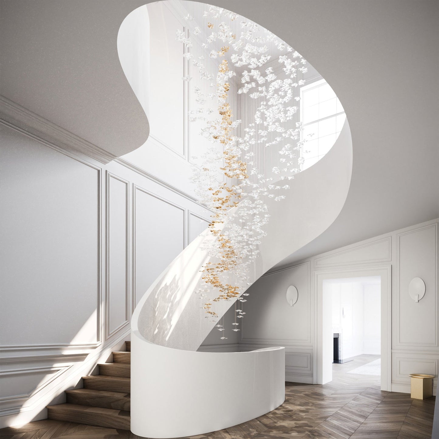 Tidal Art Glass Chandelier - Elegant Design with Dimmable LED Lights