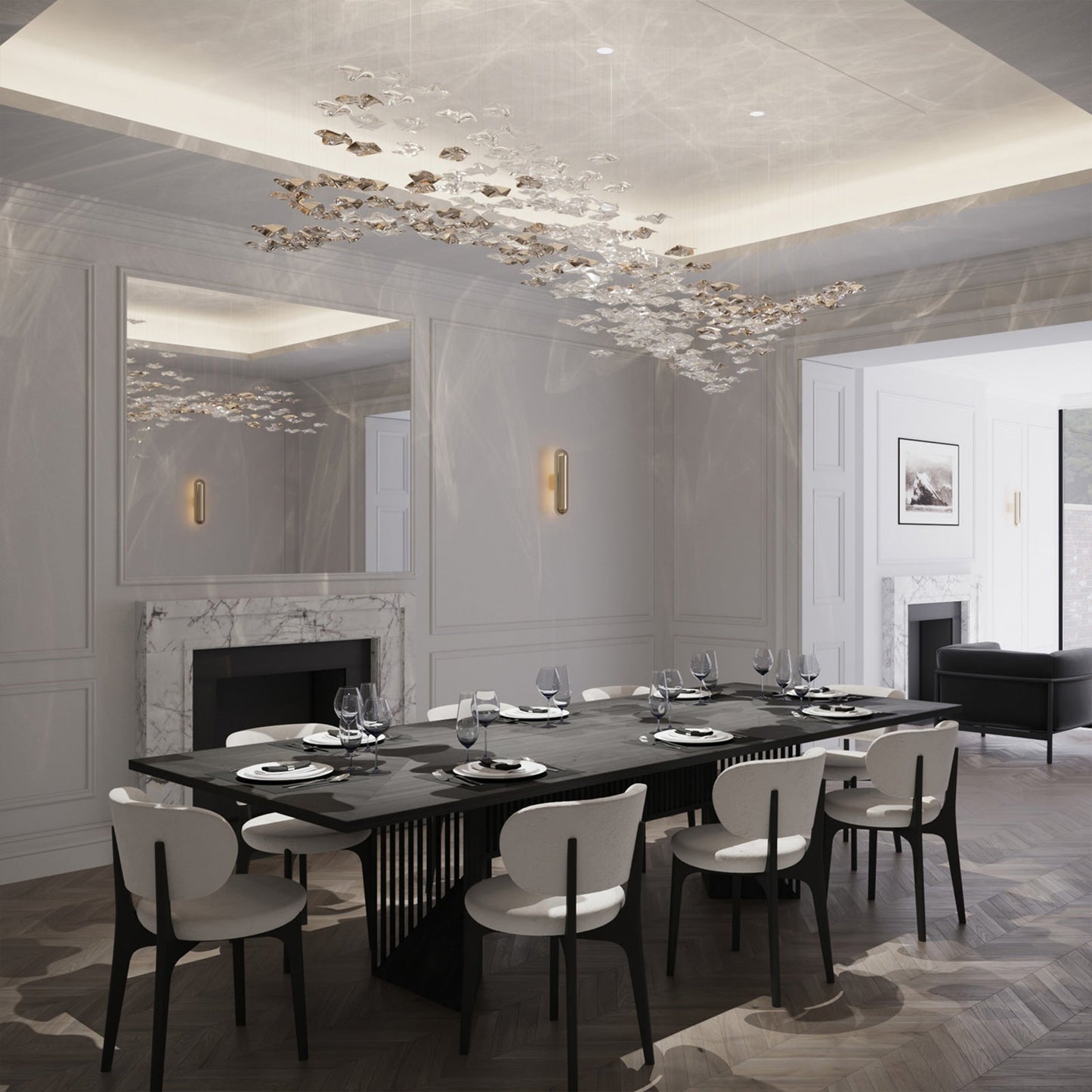 Tidal Art Glass Chandelier - Elegant Design with Dimmable LED Lights