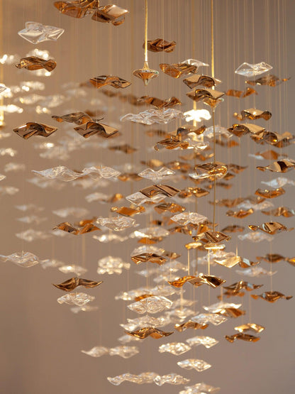 Tidal Art Glass Chandelier - Elegant Design with Dimmable LED Lights