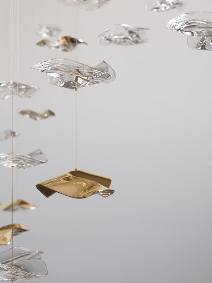 Tidal Art Glass Chandelier - Elegant Design with Dimmable LED Lights