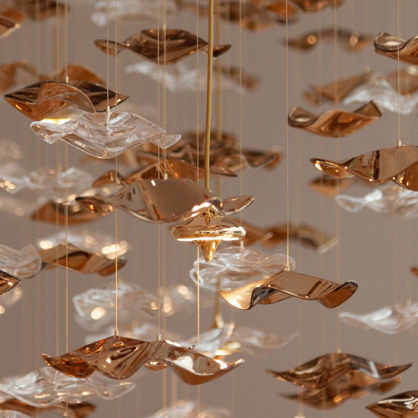 Tidal Art Glass Chandelier - Elegant Design with Dimmable LED Lights