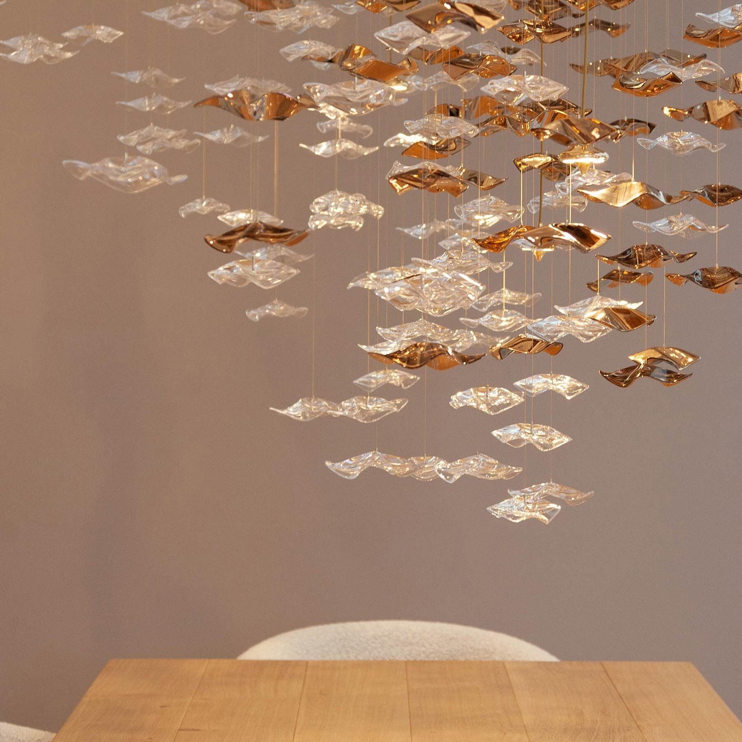Tidal Art Glass Chandelier - Elegant Design with Dimmable LED Lights