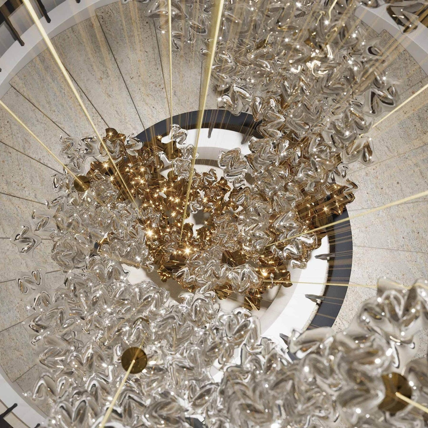Tidal Art Glass Pendant Lamp - Handcrafted, Adjustable Brightness