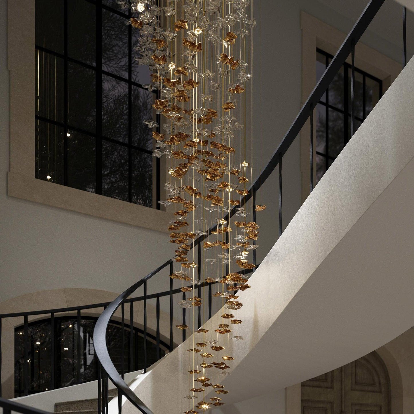 Tidal Art Glass Chandelier - Elegant Design with Dimmable LED Lights