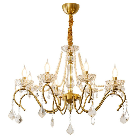 Elegant Sapphire Crystal Chandelier with Adjustable Brightness & Dimma