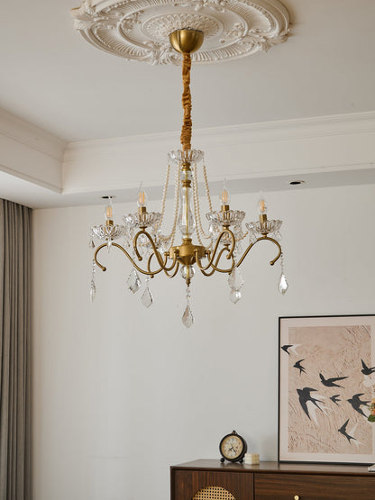 Elegant Sapphire Crystal Chandelier with Adjustable Brightness & Dimma