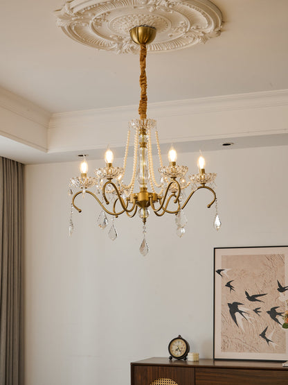 Elegant Sapphire Crystal Chandelier with Adjustable Brightness & Dimma