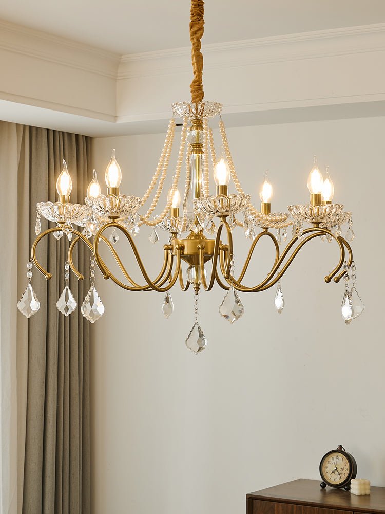 Elegant Sapphire Crystal Chandelier with Adjustable Brightness & Dimma