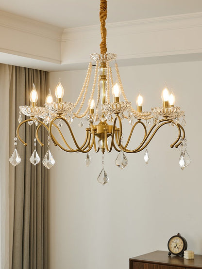 Elegant Sapphire Crystal Chandelier with Adjustable Brightness & Dimma