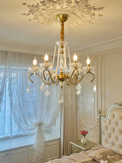 Elegant Sapphire Crystal Chandelier with Adjustable Brightness & Dimma