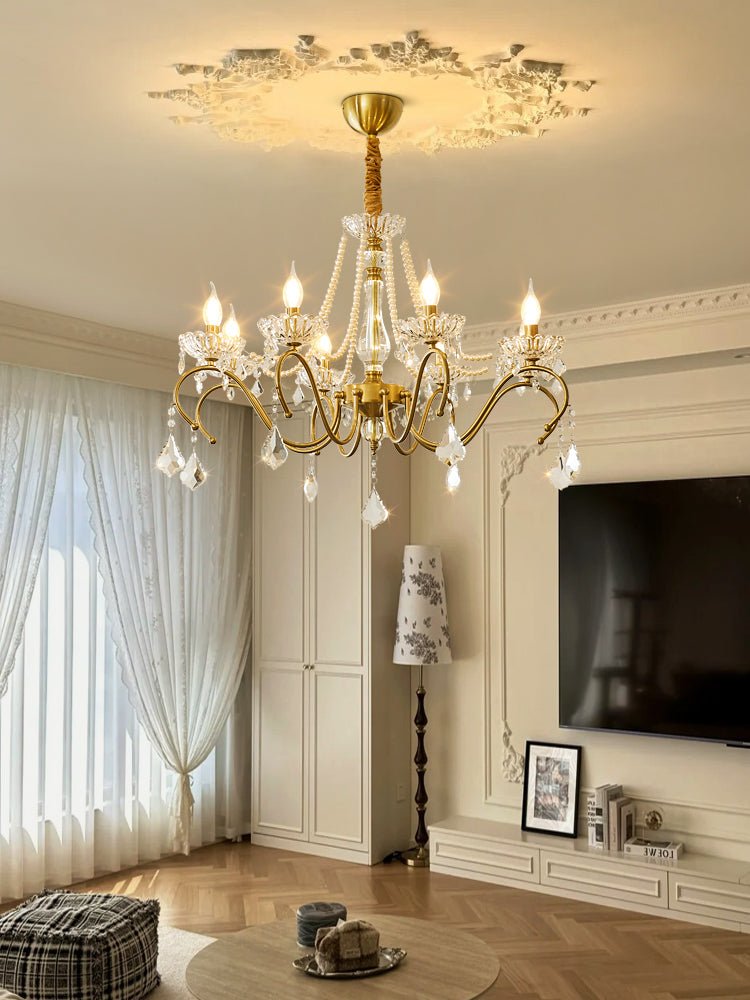Elegant Sapphire Crystal Chandelier with Adjustable Brightness & Dimma