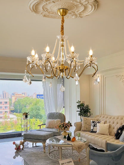 Elegant Sapphire Crystal Chandelier with Adjustable Brightness & Dimma