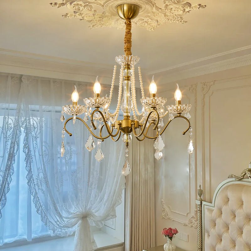 Elegant Sapphire Crystal Chandelier with Adjustable Brightness & Dimma