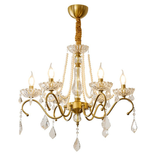 Elegant Sapphire Crystal Chandelier with Adjustable Brightness & Dimma