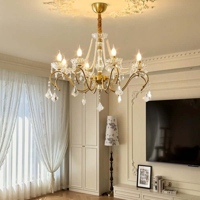 Elegant Sapphire Crystal Chandelier with Adjustable Brightness & Dimma