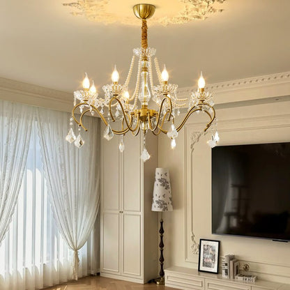 Elegant Sapphire Crystal Chandelier with Adjustable Brightness & Dimma