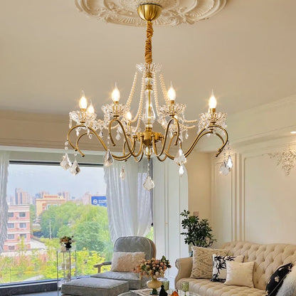 Elegant Sapphire Crystal Chandelier with Adjustable Brightness & Dimma