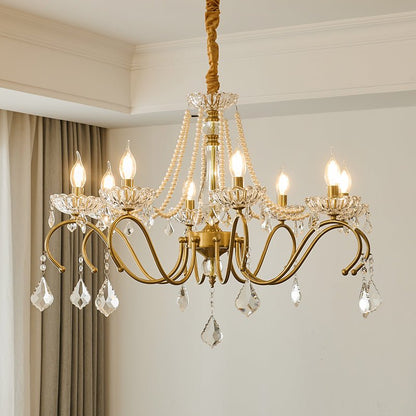 Elegant Sapphire Crystal Chandelier with Adjustable Brightness & Dimma
