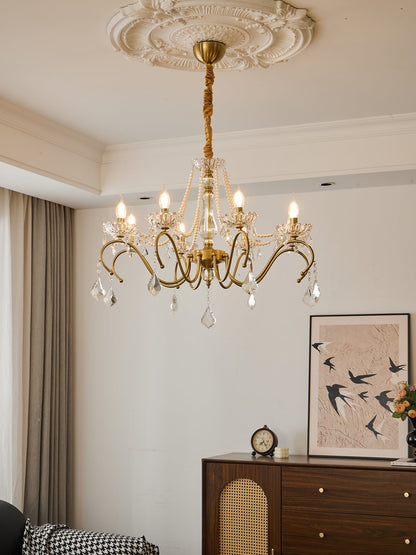Elegant Sapphire Crystal Chandelier with Adjustable Brightness & Dimma
