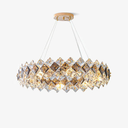 Elegant Crystal Round Chandelier - Dimmable, Energy-Efficient Lighting