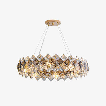 Elegant Crystal Round Chandelier - Dimmable, Energy-Efficient Lighting