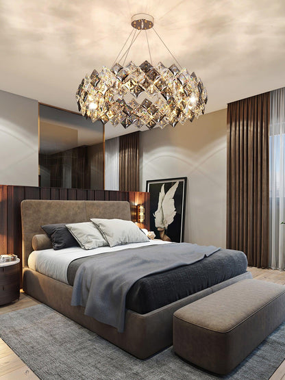 Elegant Crystal Round Chandelier - Dimmable, Energy-Efficient Lighting
