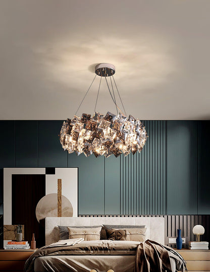 Elegant Crystal Round Chandelier - Dimmable, Energy-Efficient Lighting