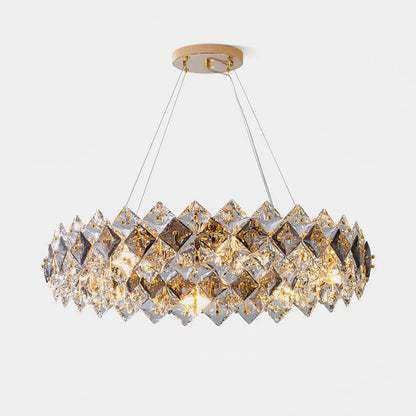 Elegant Crystal Round Chandelier - Dimmable, Energy-Efficient Lighting
