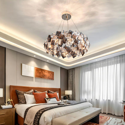 Elegant Crystal Round Chandelier - Dimmable, Energy-Efficient Lighting