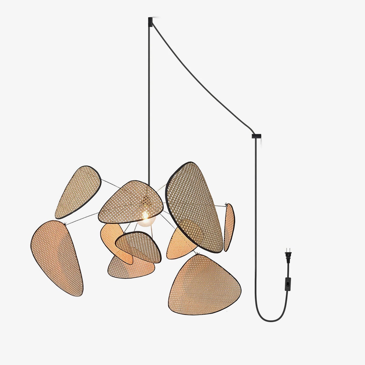 Elegant Screen Cannage Pendant Swag Light with Adjustable Height & War