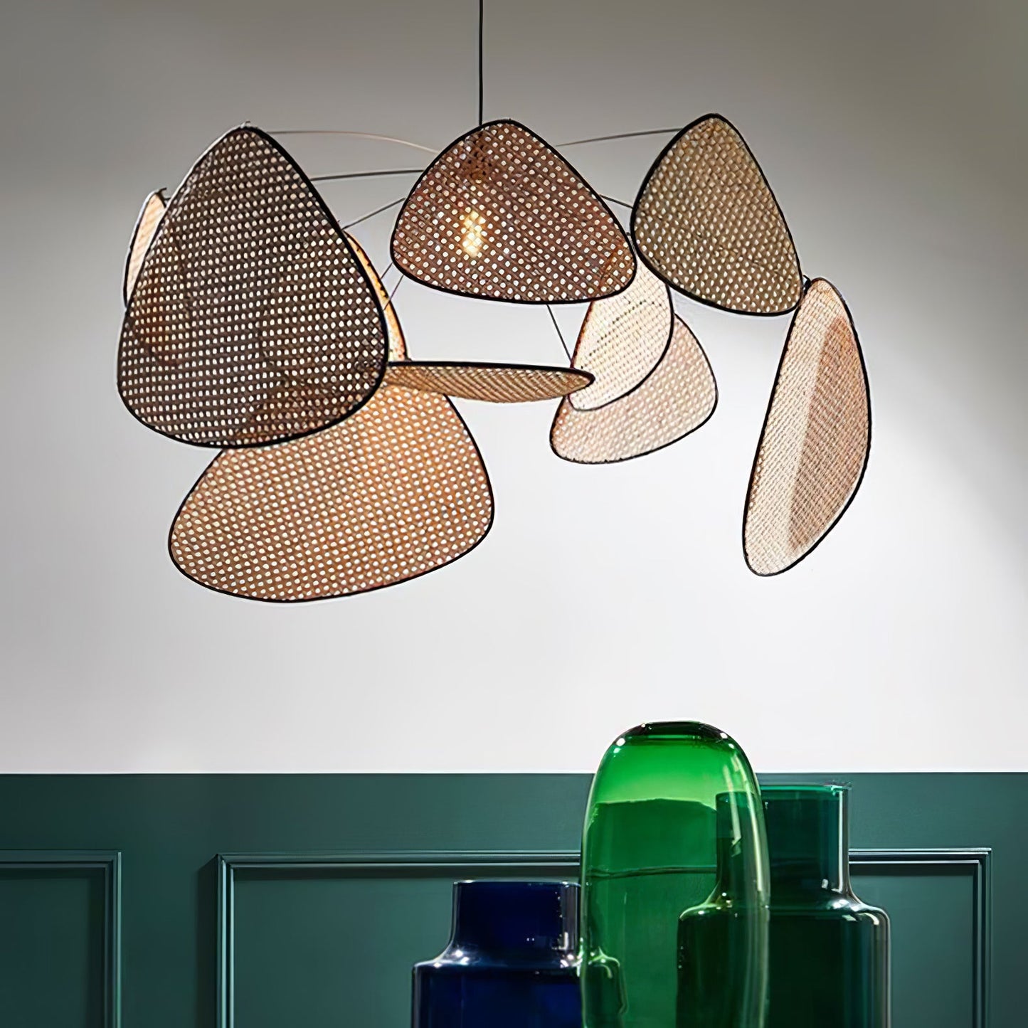 Elegant Screen Cannage Pendant Swag Light with Adjustable Height & War