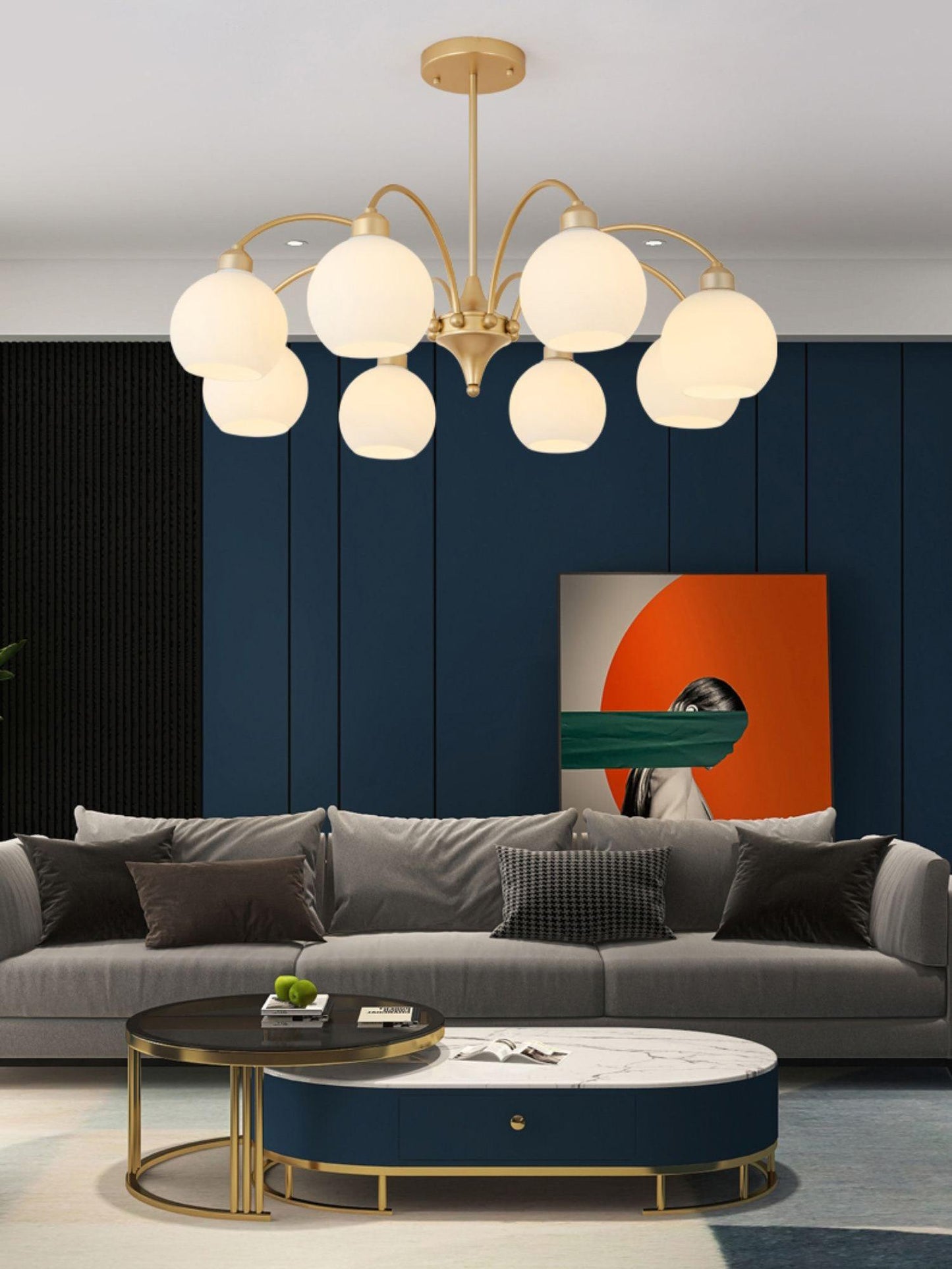 Elegant Sculptural Glass Chandelier with Adjustable Brightness & Moder
