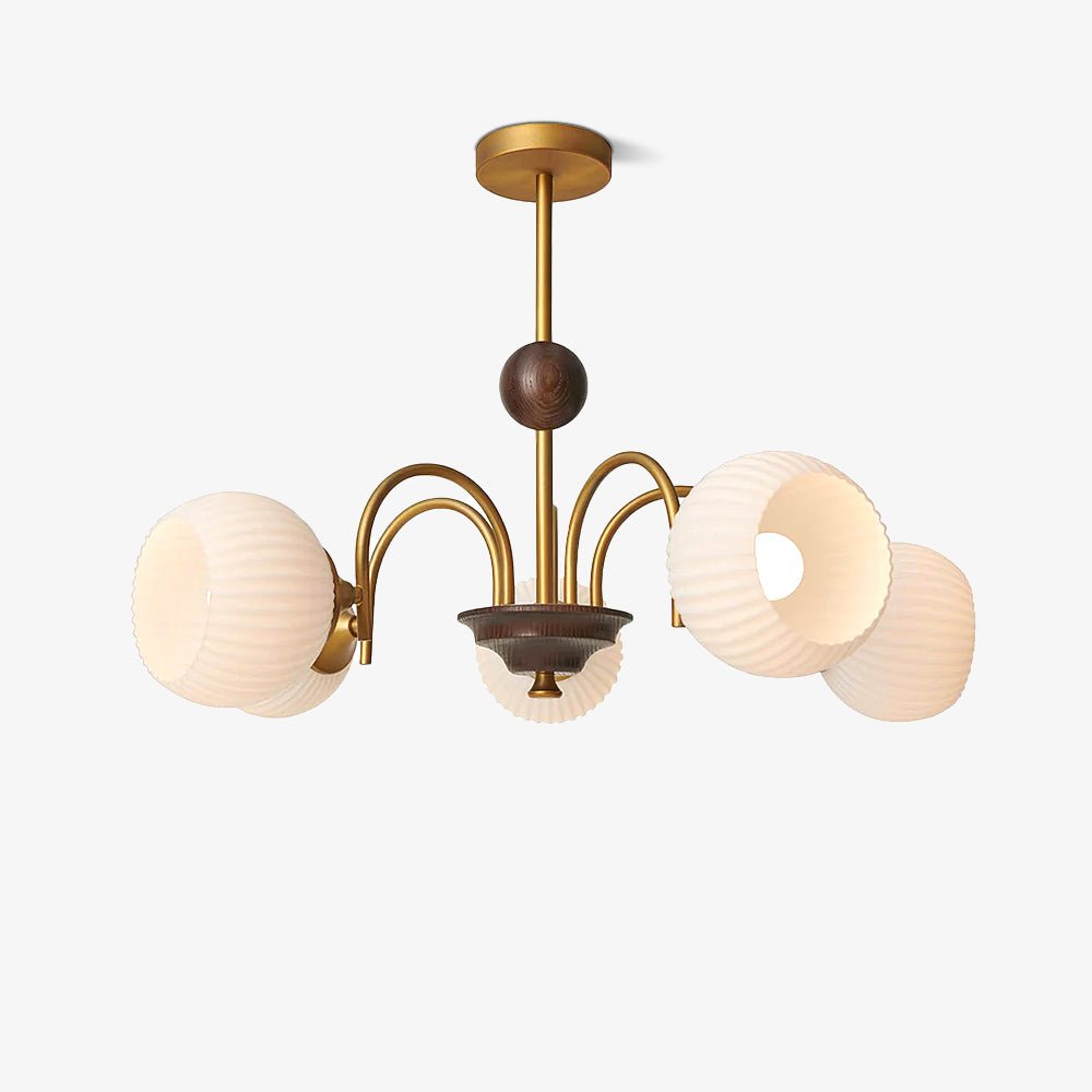Modern Sculptural Ribbed Glass Chandelier with Adjustable Lighting