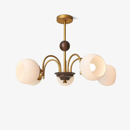 Modern Sculptural Ribbed Glass Chandelier with Adjustable Lighting
