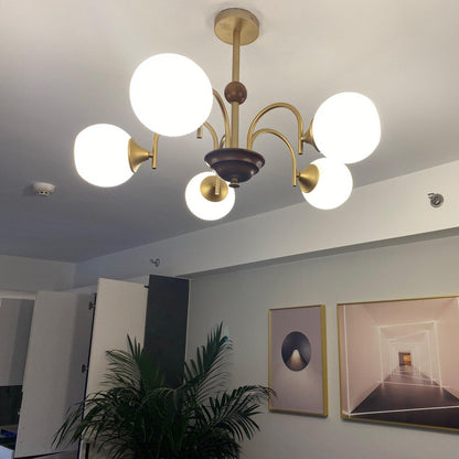 Modern Sculptural Ribbed Glass Chandelier with Adjustable Lighting