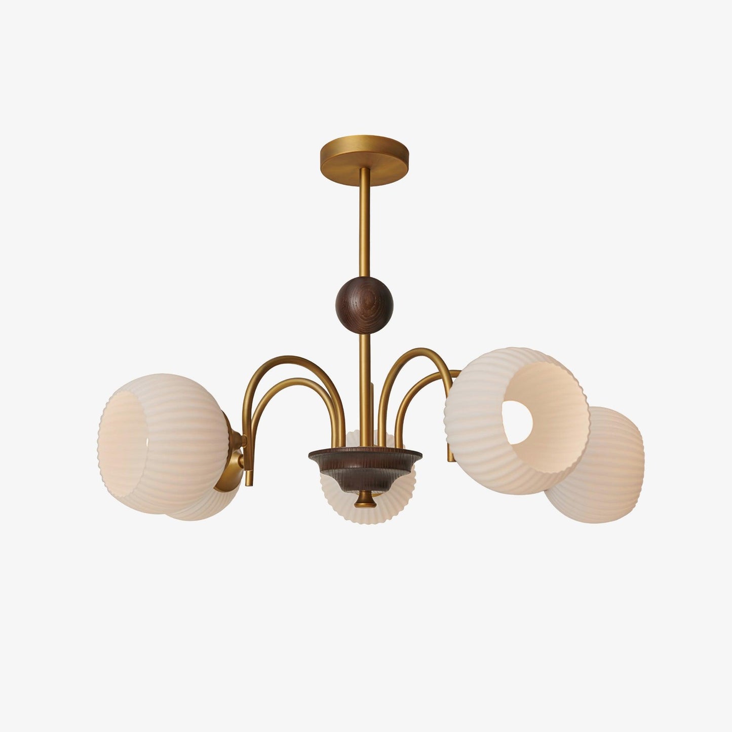 Modern Sculptural Ribbed Glass Chandelier with Adjustable Lighting