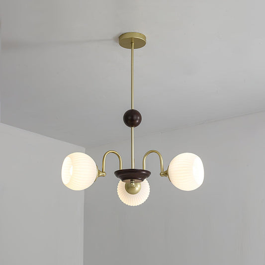 Modern Sculptural Ribbed Glass Chandelier with Adjustable Lighting