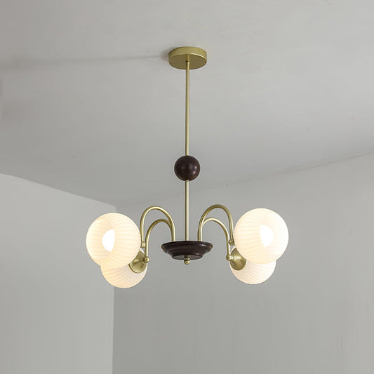 Modern Sculptural Ribbed Glass Chandelier with Adjustable Lighting