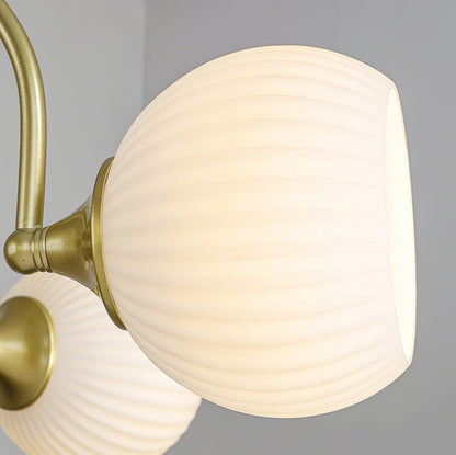 Modern Sculptural Ribbed Glass Chandelier with Adjustable Lighting