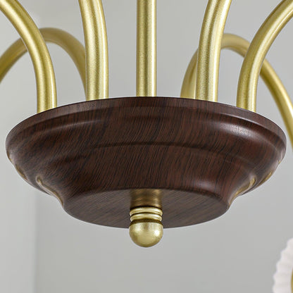 Modern Sculptural Ribbed Glass Chandelier with Adjustable Lighting