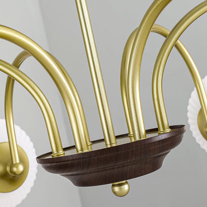 Modern Sculptural Ribbed Glass Chandelier with Adjustable Lighting