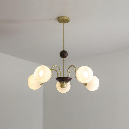 Modern Sculptural Ribbed Glass Chandelier with Adjustable Lighting