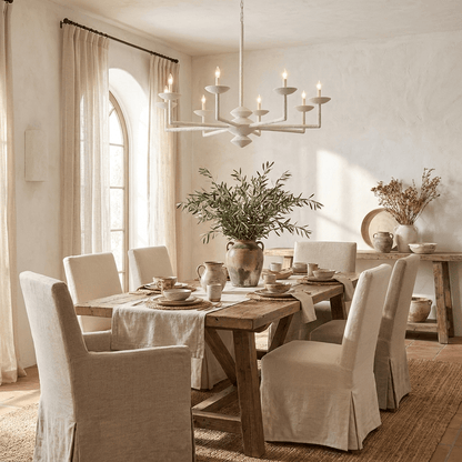 Elegant Sculptural Plaster Candelabra Chandelier with Adjustable Arms