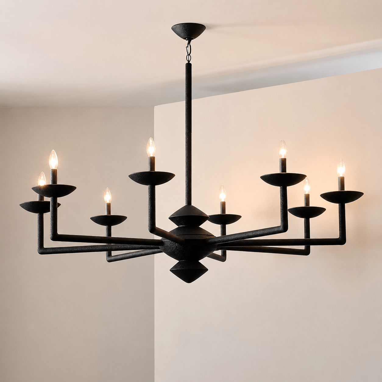 Elegant Sculptural Plaster Candelabra Chandelier with Adjustable Arms