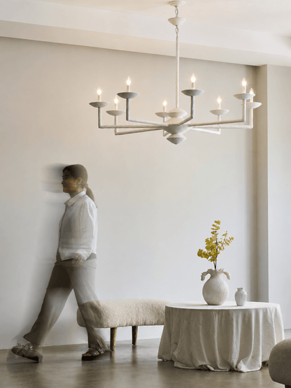 Elegant Sculptural Plaster Candelabra Chandelier with Adjustable Arms