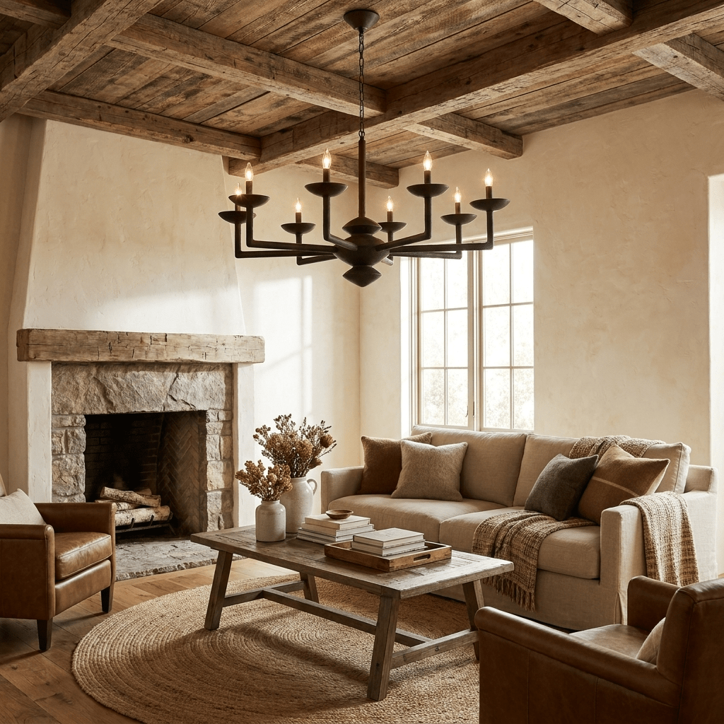 Elegant Sculptural Plaster Candelabra Chandelier with Adjustable Arms