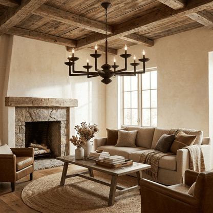 Elegant Sculptural Plaster Candelabra Chandelier with Adjustable Arms