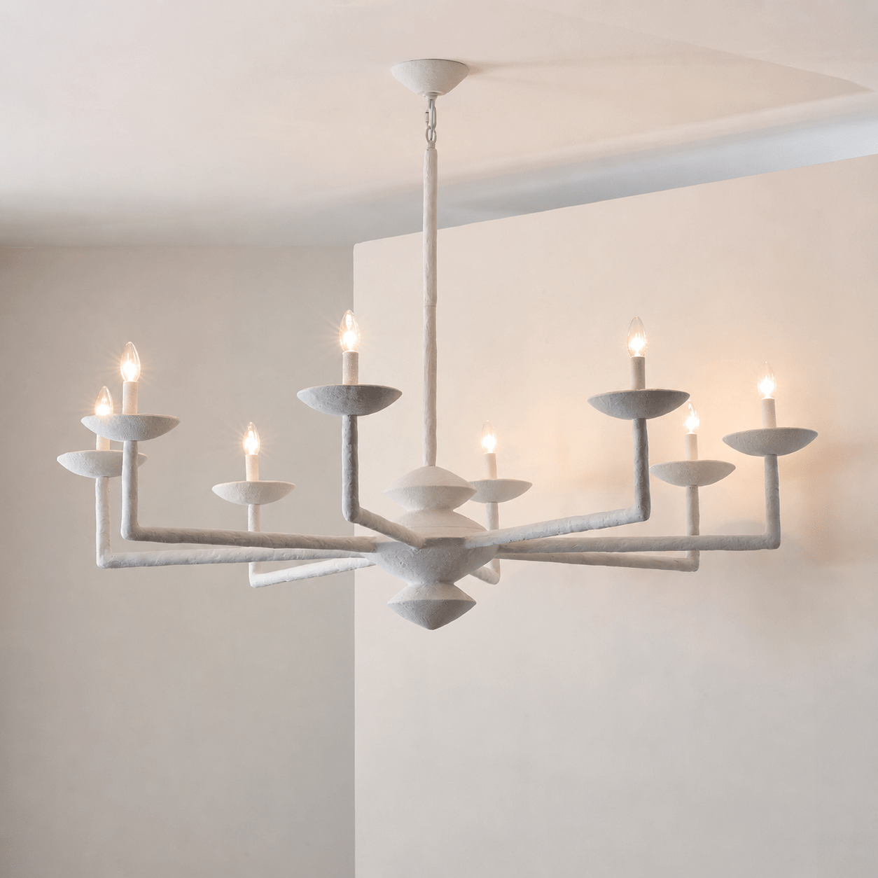 Elegant Sculptural Plaster Candelabra Chandelier with Adjustable Arms